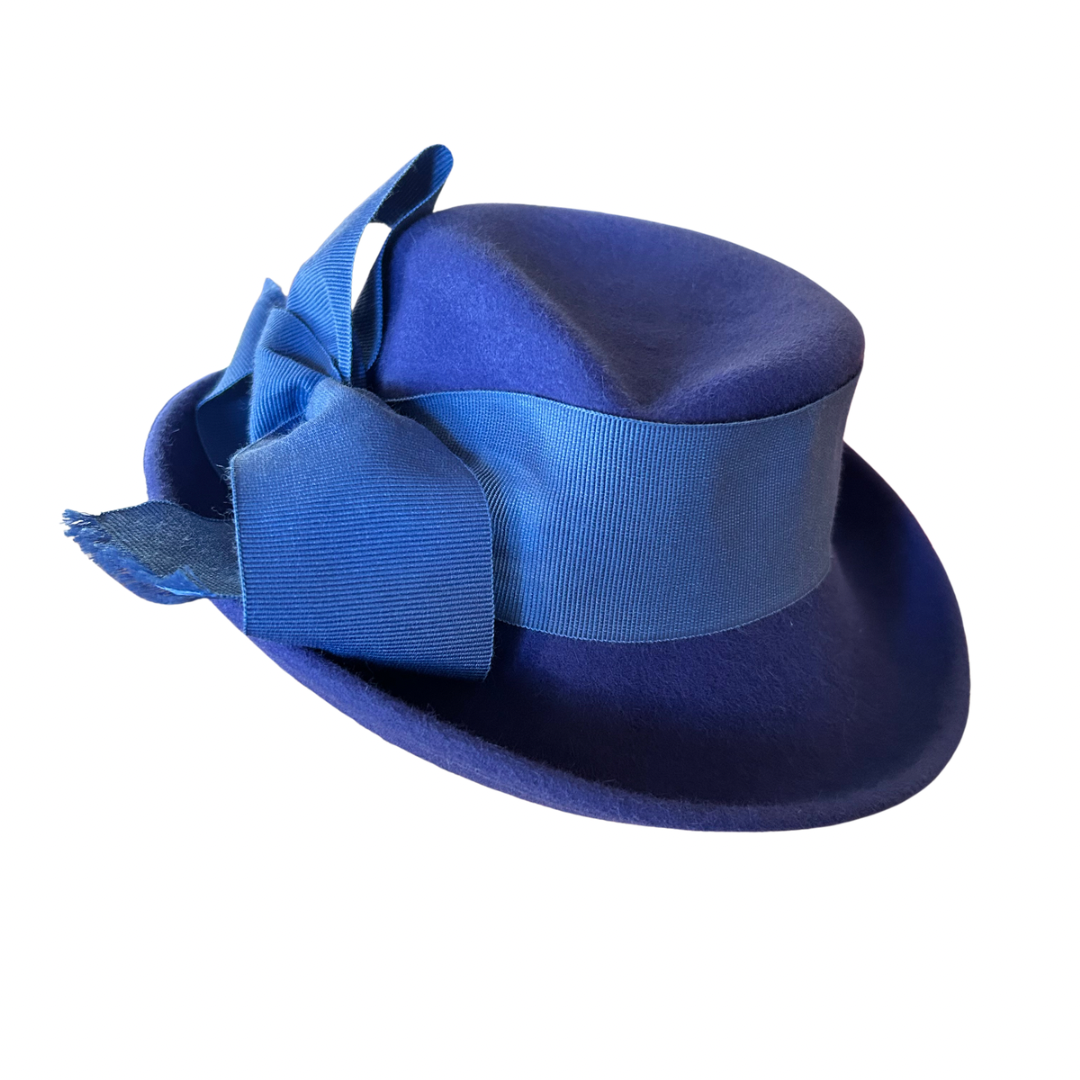NWT CaraMia vibrant blue orunded‎ sun hat, with ribbon, bows and decorative net NWT CaraMia vibrant blue orunded sun hat, with ribbon, bows  main image 3