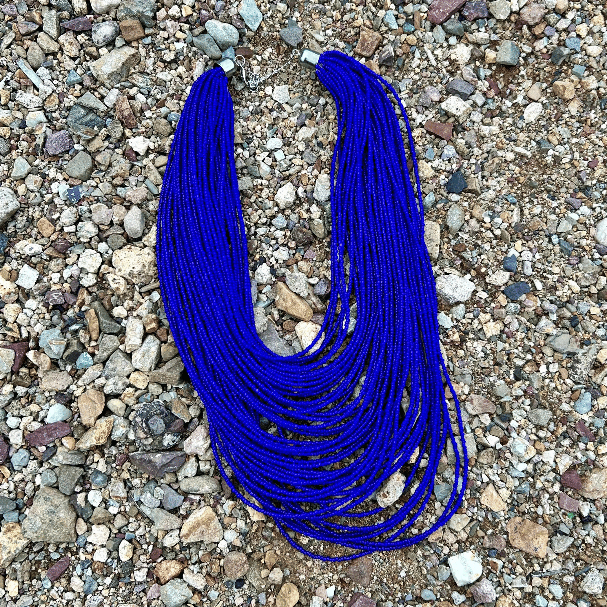 Here I Am Statement Necklace - Cobalt